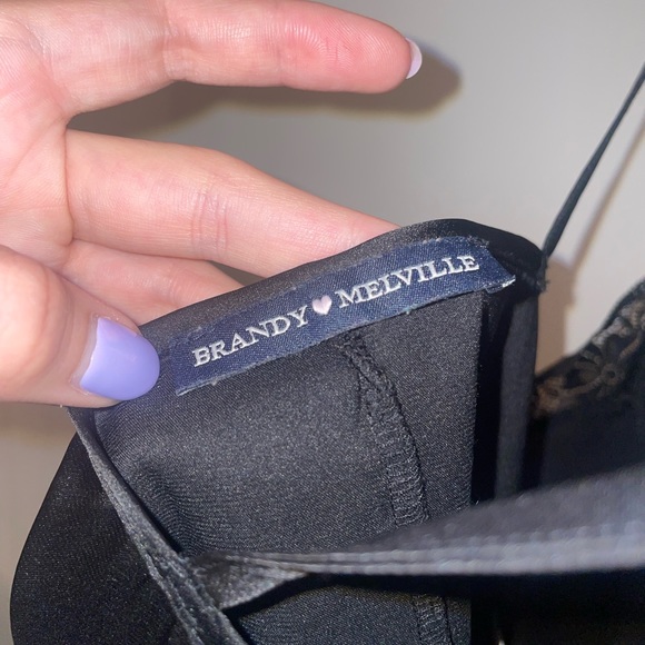 Brandy Melville Black Silk Lace Tank - Picture 2 of 4